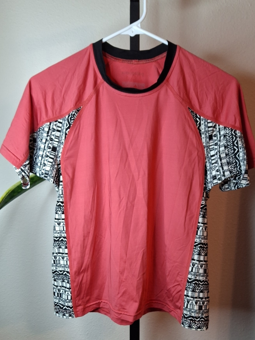 Patagonia Coral Short-Sleeve Tee with Black & White Aztec Panels